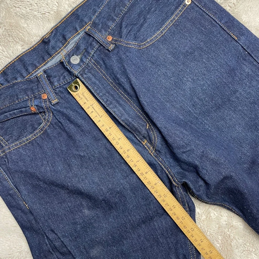 Levis 505 Regular Fit Straight Leg Dark Wash Indigo Denim Jeans Mens 36x30